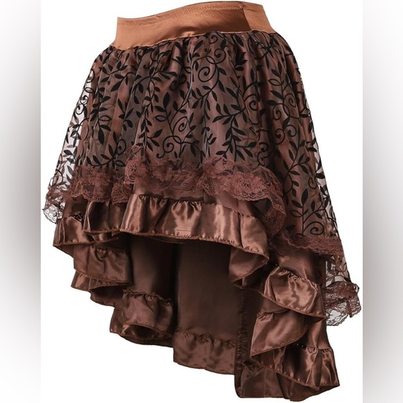 Grebrafan Dresses & Skirts - Steampunk Whimsigoth Ruffle Lace Midi Skirt Multi Layered High Low Size SMALL